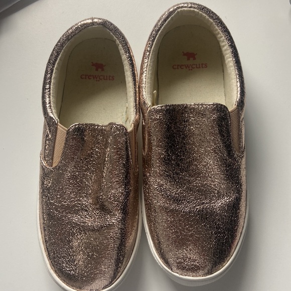 J Crew girls Gold Glitter slip ons size 1 - Picture 2 of 3